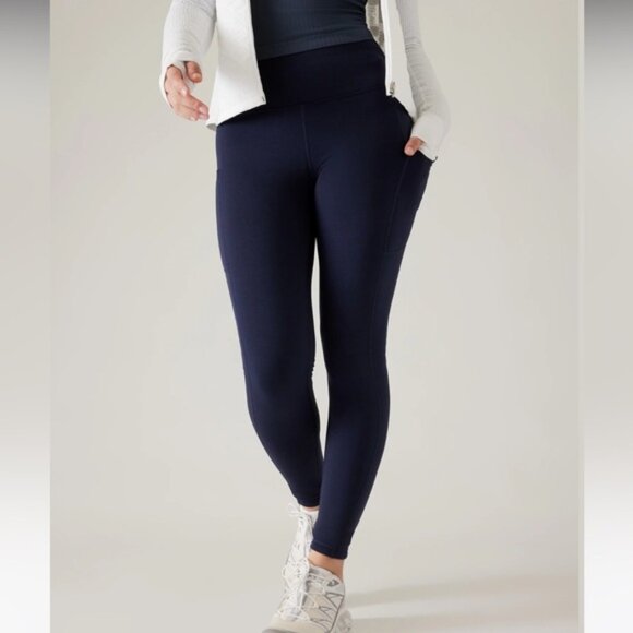 Athleta Blue Altitude Stash High Rise Polartec Power Stretch Tight Leggings - S - Picture 1 of 16